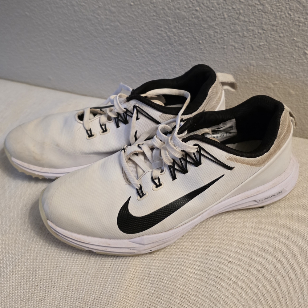 Nike White and Black Athletic Golf SPIKED with Swoosh